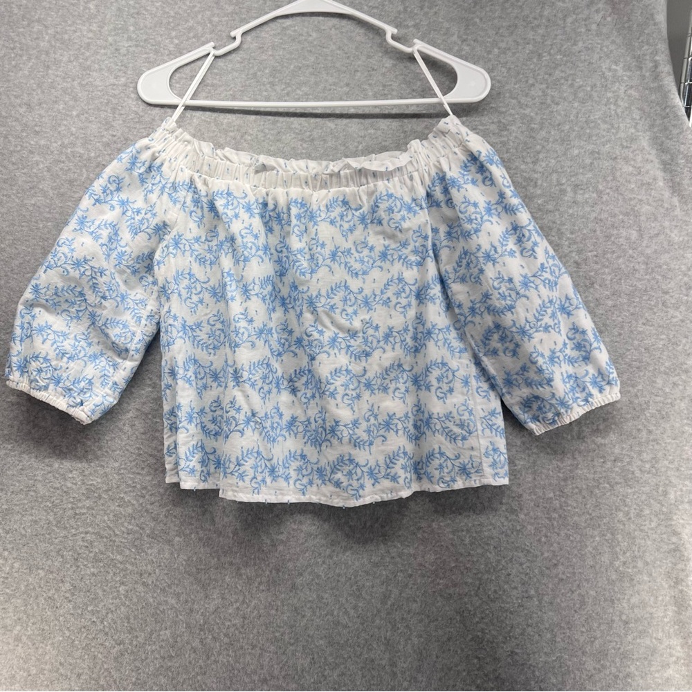 Miami Blue and White Floral Blouse